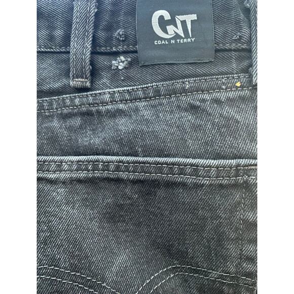 New Coal N Terry Custom Levis Black Denim Split Front Skirt Size 38 x30 - Picture 4 of 6